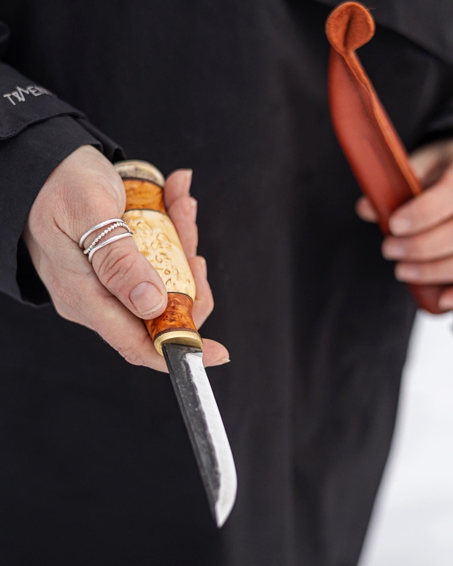 Kniv 9,5 cm masurbjörk videvril & renhorn