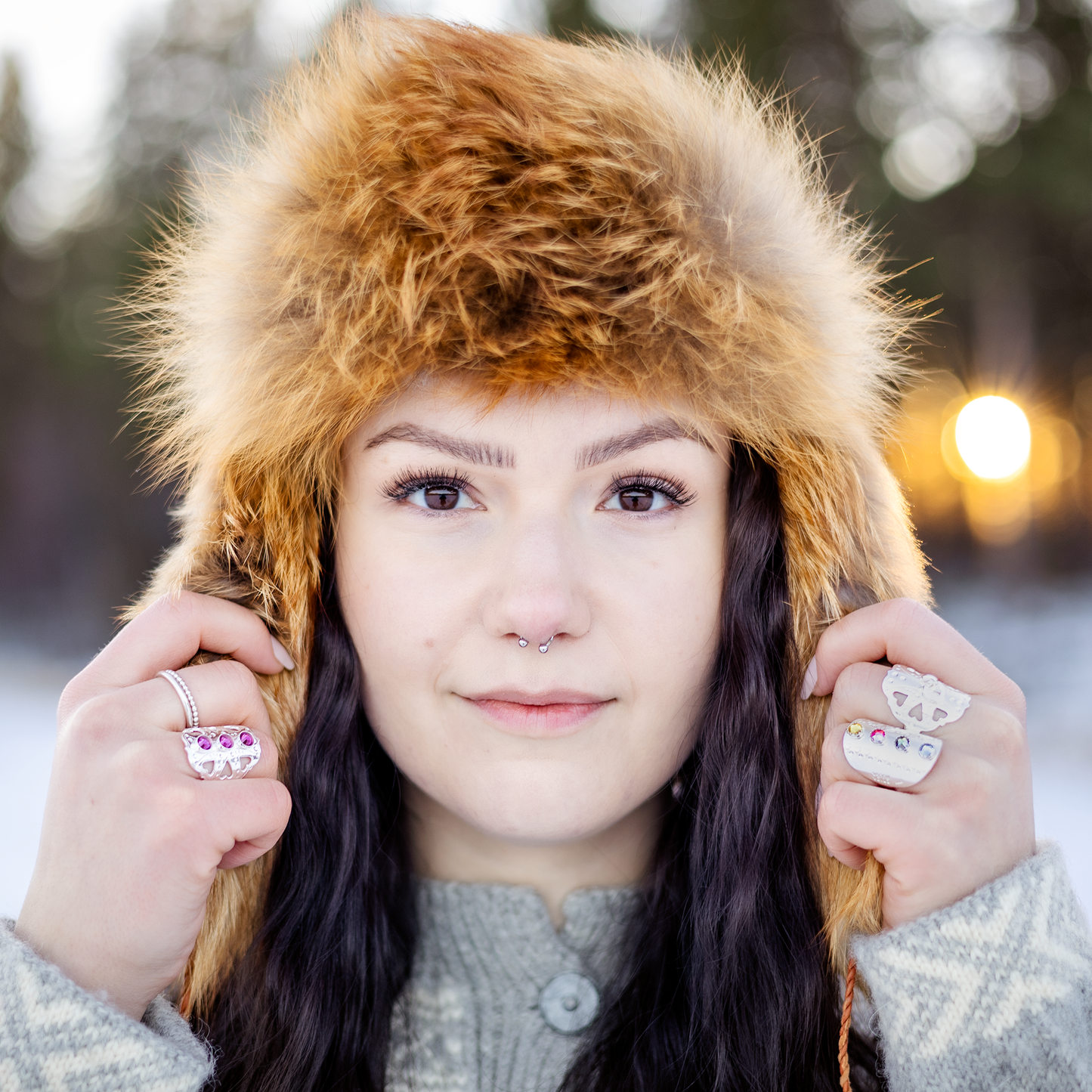 Erica Huuva justerbar ring Vaibmu 3 stenar