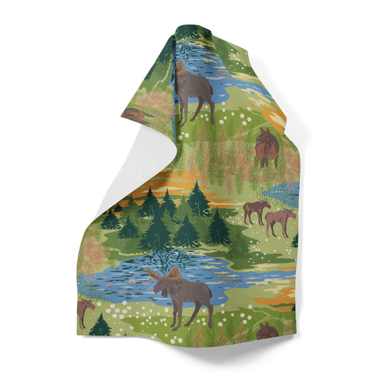 Kökshandduk Älgarnas rike grön