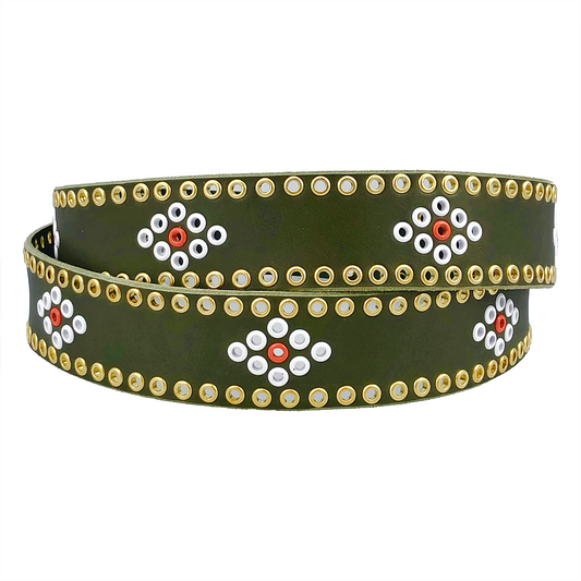 Bälte Kristall grön 4,4cm