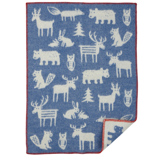 Babyfilt Ull Forest blå