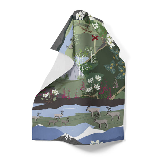 Kökshandduk Fjällvandring Grön/blå