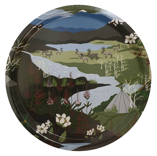 Bricka Fjällvandring grön/blå 31cm