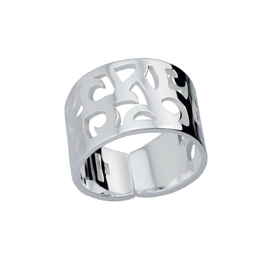 Camilla Mustikka bred silverring Taggig justerber