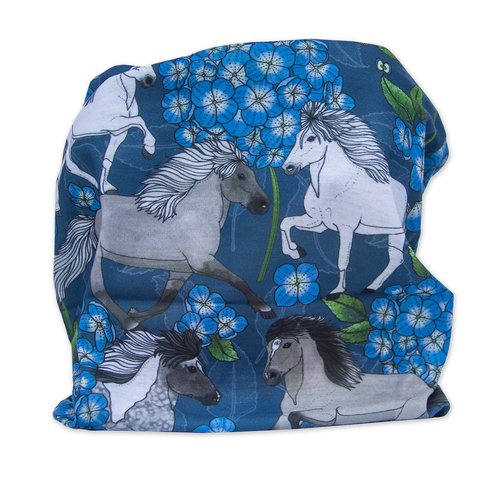 Eplaros multiscarf Hästar Blåblad