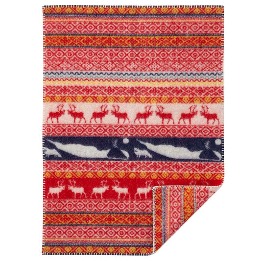 Babyfilt Ull Sarek röd multi