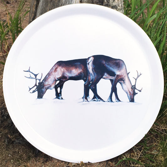Rund bricka 38 cm Betande renar Leila