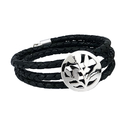 Camilla Mustikka Blåbär läderarmband svart