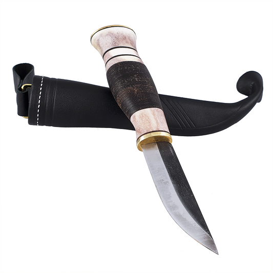 Kniv 7,5 cm renhorn & läder